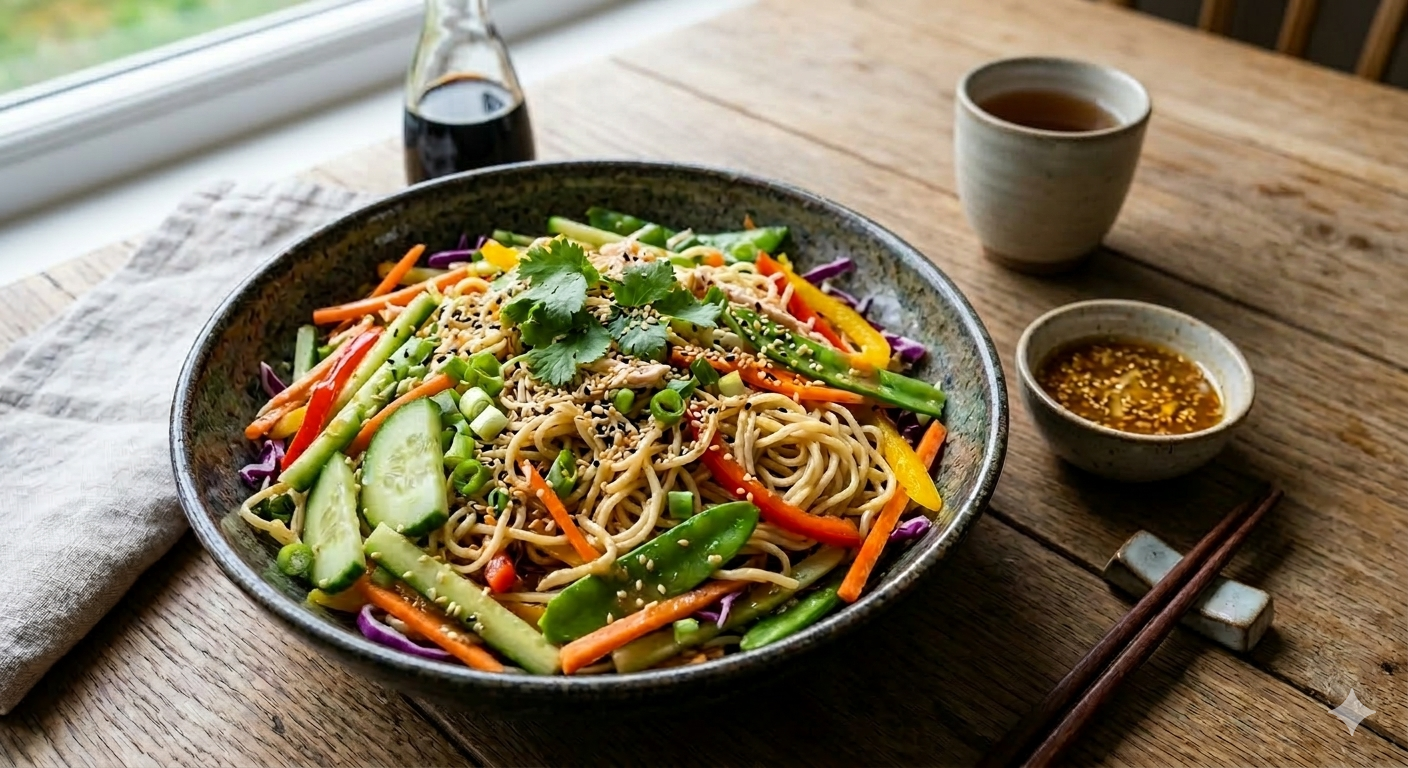 κρύα σαλάτα ράμεν, συνταγη, σαλατα, ραμεν, vegan, oriental express, japanese-style ramen salad